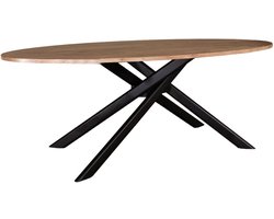 Eettafel Twist ovaal 210cm bruin ovale tafel MDF eetkamertafel