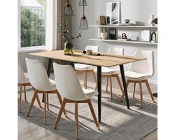 Eettafel Uitschuifbaar - Eetkamertafel - Gezellig Tafelen - Verstelbare Lengte - 160 cm - Licht Eiken