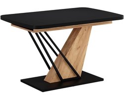 Eettafel Uitschuifbaar - Eetkamertafel Keukentafel - Gezellig Tafelen - Tijdloos Ontwerp - 120-160 x 80 cm - Zwart Gouden Eik