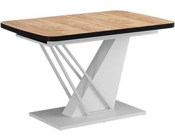 Eettafel Uitschuifbaar - Eetkamertafel Rechthoekig - Gezellig Tafelen - Tijdloos Design - 120-160x80 cm - Eik goud/wit