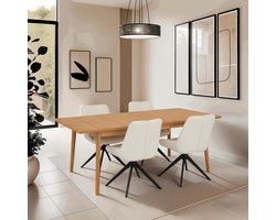 Eettafel Uitschuifbaar Naturel Oil - Eiken Fineer - 200/300x100x75 cm - Eettafel Nyborg - Giga Meubel