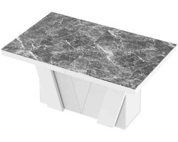 Eettafel – Uitschuifbaar tot 468 cm – Marmer Wit Tafelblad – Modern & Luxe Design – Geschikt voor 12 Personen