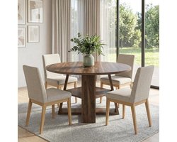 Eettafel uittrekbaar - Keukentafel modern - Eten met gezin - Kruisvormige basis - 110x110x75 cm - Rustiek bruin