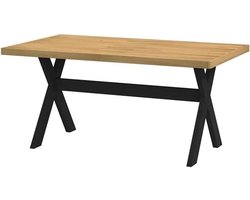Eettafel van grenenhout - Eetkamertafel - keukentafel - Voor gezellig tafelen - Massief hout - X-poten - 160 x 90 x 75 cm - Bruin