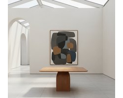 Eettafel Vierkant Mangohout 140x140x76 cm – Industrieel Design Nature Smooth, Massief Hout Met Gebogen Middenpoot | Industrialhome Robuuste Houten Tafel voor 6 Personen