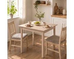 Eettafel - Vierkante Tafel Voor Twee Personen - Ruimtebesparend Voor Keuken En Eetkamer - Gelakt Hout - 75x75x76 Cm - Natuurlijke Houtkleur