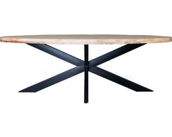 Eettafel Viev Ovaal 240 cm - Mangohout - Industriële Tafel - 8 tot 10 personen - Keukentafel