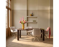 Eettafel Vision - Mangohout Rond - Donkerbruin Afgerond Blad