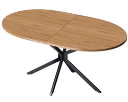Eettafel voor 4-6 personen, L120*B80*H75,5cm, metalen poten, ovale eettafel, naturel