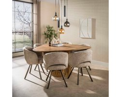 Eettafel Wave Centro Driehoek 150x150x77 cm - Massief mango zand