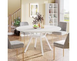 Eettafel - Wit - 120x120x75 cm - Arqam