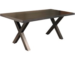 Eettafel Zeno rechthoekig 180cm zwart duurzaam mangohout langwerpig eetkamertafel hout