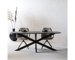 Eettafel Zwart - Mangohout - Deens Ovaal - 180cm - Eettafel Jordan - Giga Meubel