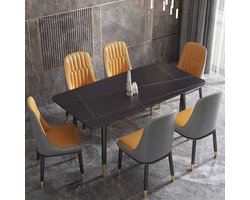 Eettafel zwart steen marmerlook
