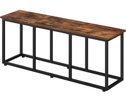 Eettafelbank 120 cm, industrieel design, stalen frame, eenvoudig te monteren, keuken en eetkamermeubel, rustiek hout/zwart met rugleuning.