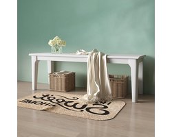 Eettafelbank Massief Hout - Opbergbank Hal - Extra Zitplaats - Stevige Constructie - 120cm Lengte - Wit