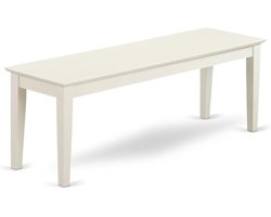 Eettafelbank met massief houten zitting - 130x40x45 cm - Linnen Wit