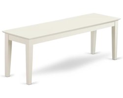 Eettafelbank met massief houten zitting - 130x40x45 cm - Linnen Wit