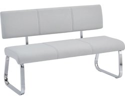 Eettafelbank Met Rugleuning – Eetbank – Eetkamerbank – Halbank – Halmeubel - 136x89x56 Cm - Metaal - Licht Grijs