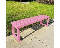 Eettafelbank metaal - Bankje zonder rug - Buiten zitten - Weerbestendig gelakt - 122 cm - Roze