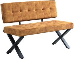 Eettafelbank - Zitbank keuken - Gezellig tafelen - Industriële look - 120 cm breed - Geel
