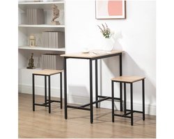 Eettafelcombinatie - Modern design - Houten blad - Wit