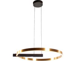 Eettafellamp rond bloomlux | 1 lichts | goud/zwart | kunststof / metaal | in hoogte verstelbaar tot 120 cm | Ø 60 cm | eetkamer / eettafel lamp | modern / sfeervol / chique design