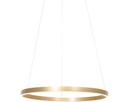 Eettafellamp rond Ringlux | 1 lichts | goud | kunststof / metaal | in hoogte verstelbaar tot 170 cm | Ø 60 cm | eetkamer / eettafel lamp | modern / sfeervol / chique design
