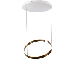 Eettafellamp rond Sylvia | 1 lichts | wit/ champagne goud| kunststof / metaal | in hoogte verstelbaar tot 170 cm | Ø 60 cm | eetkamer / eettafel lamp | modern / sfeervol / chique design