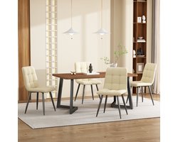Eettafelset - 117x68 cm - Rechthoekig Met Metaalpoten - Modern Design Voor Keuken En Woonkamer - MDF Blad - Zwart/Walnoot