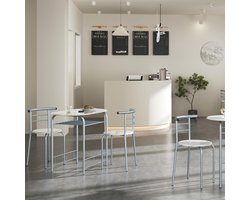 Eettafelset voor 2 personen met opbergvak – Witte keuken & eettafel met 2 fauteuils – Ruimtebesparende meubels in landelijke stijl voor kleine appartementen, balkons en woonkamers – Meda Home Store