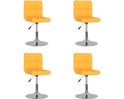 Eettafelstoelen Set - Stoelen Zonder Armleuningen - Comfortabel Zitten - 360 Graden Draaibaar - Set Van Vier - Stof Geel