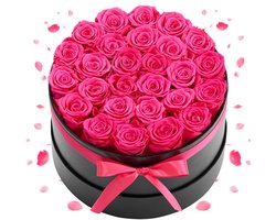 Eeuwige Rozen - Ronde Rozenbox - 27 Stuks - Geconserveerd - Langhoudbaar - Luxe Cadeau - Rozenrood