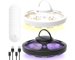 Effectieve vlooienval voor woning - 2 stuks kleverige val met LED verlichting, ideaal voor woonkamer en slaapkamer, met 10 plakschijven voor optimale vangst