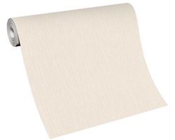 Effen behang in zand goud kleur ideaal voor woonkamer, slaapkamer en hal vliesbehang, Léo Zand Goud met linnen patroon, BRICOFLOR.NL