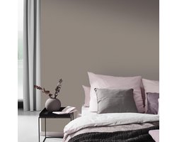 Effen behang taupe, Luxe behang perfect voor slaapkamer, woonkamer, keuken en hal 10215-37, Vlies behang met linnen patroon 1021537, BRICOFLOR.nl