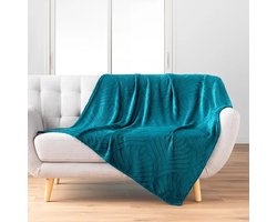 Effen blauw plaid - flanel - 1 stuk - 125 x 150 cm