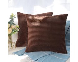 Effen Corduroy Kussensloop Set van 2 - 60 x 60 cm - Kussenslopen voor Sierkussens in Diverse Kleuren
