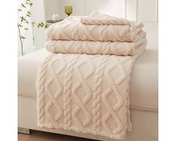 Effen huidvriendelijke deken - Zachte, comfortabele en warme deken voor op de bank - Warme en comfortabele wollen deken - Dubbelzijdige, verdikte jacquard fleece deken - Deken met ruitpatroon - Geschikt voor banken, bedden en stoelen(70x100 cm)