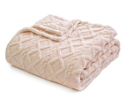 Effen huidvriendelijke deken - Zachte, comfortabele en warme deken voor op de bank - Warme en comfortabele wollen deken - Dubbelzijdige, verdikte jacquard fleece deken - Deken met ruitpatroon - Geschikt voor banken, bedden en stoelen(100x150 cm)