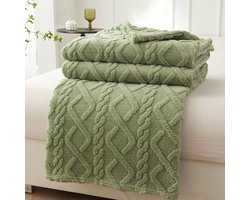 Effen huidvriendelijke deken - Zachte, comfortabele en warme deken voor op de bank - Warme en comfortabele wollen deken - Dubbelzijdige, verdikte jacquard fleece deken - Deken met ruitpatroon - Geschikt voor banken, bedden en stoelen(120x200 cm)