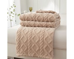 Effen huidvriendelijke deken - Zachte, comfortabele en warme deken voor op de bank - Warme en comfortabele wollen deken - Dubbelzijdige, verdikte jacquard fleece deken - Deken met ruitpatroon - Geschikt voor banken, bedden en stoelen(70x100 cm)