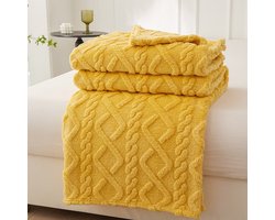 Effen huidvriendelijke deken - Zachte, comfortabele en warme deken voor op de bank - Warme en comfortabele wollen deken - Dubbelzijdige, verdikte jacquard fleece deken - Deken met ruitpatroon - Geschikt voor banken, bedden en stoelen(200x230 cm)