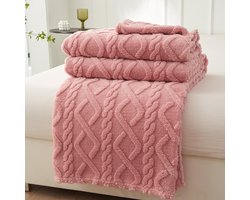 Effen huidvriendelijke deken - Zachte, comfortabele en warme deken voor op de bank - Warme en comfortabele wollen deken - Dubbelzijdige, verdikte jacquard fleece deken - Deken met ruitpatroon - Geschikt voor banken, bedden en stoelen(180x200 cm)