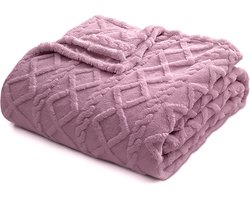 Effen huidvriendelijke deken - Zachte, comfortabele en warme deken voor op de bank - Warme en comfortabele wollen deken - Dubbelzijdige, verdikte jacquard fleece deken - Deken met ruitpatroon - Geschikt voor banken, bedden en stoelen(150x200 cm)