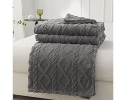 Effen huidvriendelijke deken - Zachte, comfortabele en warme deken voor op de bank - Warme en comfortabele wollen deken - Dubbelzijdige, verdikte jacquard fleece deken - Deken met ruitpatroon - Geschikt voor banken, bedden en stoelen(200x230 cm)