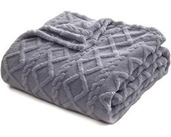 Effen huidvriendelijke deken - Zachte, comfortabele en warme deken voor op de bank - Warme en comfortabele wollen deken - Dubbelzijdige, verdikte jacquard fleece deken - Deken met ruitpatroon - Geschikt voor banken, bedden en stoelen(100x150 cm)