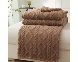 Effen huidvriendelijke deken - Zachte, comfortabele en warme deken voor op de bank - Warme en comfortabele wollen deken - Dubbelzijdige, verdikte jacquard fleece deken - Deken met ruitpatroon - Geschikt voor banken, bedden en stoelen(100x150 cm)