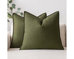 Effen Kussenhoezen - Decoratief en Comfortabel - Set van 2 - Katoen/Linnen - 45x45 cm