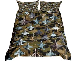 Effen militaire camouflage dekbedovertrek voor kinder- en volwassenenkamers